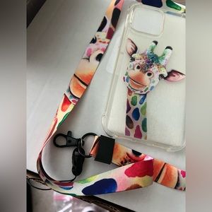 iPhone case and lanyard giraffe